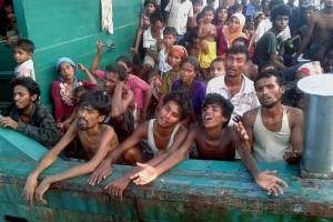 Rohingya refugees stranded on a boat off Thailand Photo Source IB Times