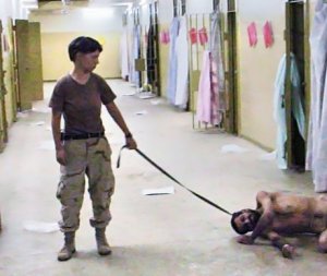 US soldiers torture prisoners at the notorious Abu Ghraib prison in Iraq. Source, Associated Press.
